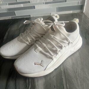 Puma All-White Knit Athletic Sneakers